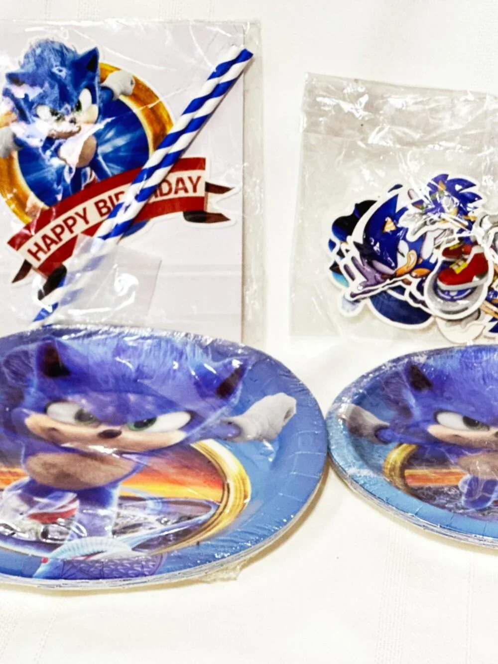 Sonic The Hedgehog Birthday Party Supplies Lot Plates Napkins Cake Topper NEW